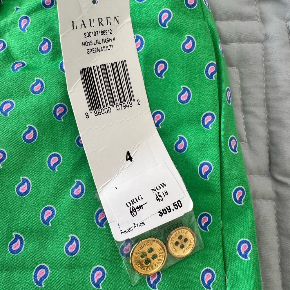 Ralph Lauren Green Patterned Women's Bermudas - Picture 3 of 6